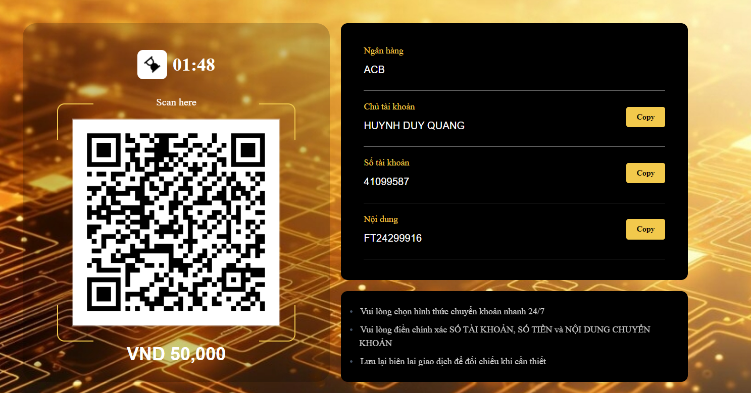 Giao diện trả kết quả mã QR