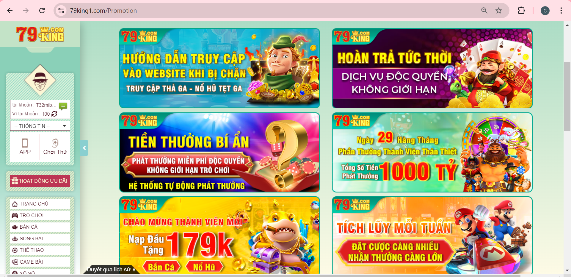 Siêu nhiều ưu đãi cho người chơi tại 79King